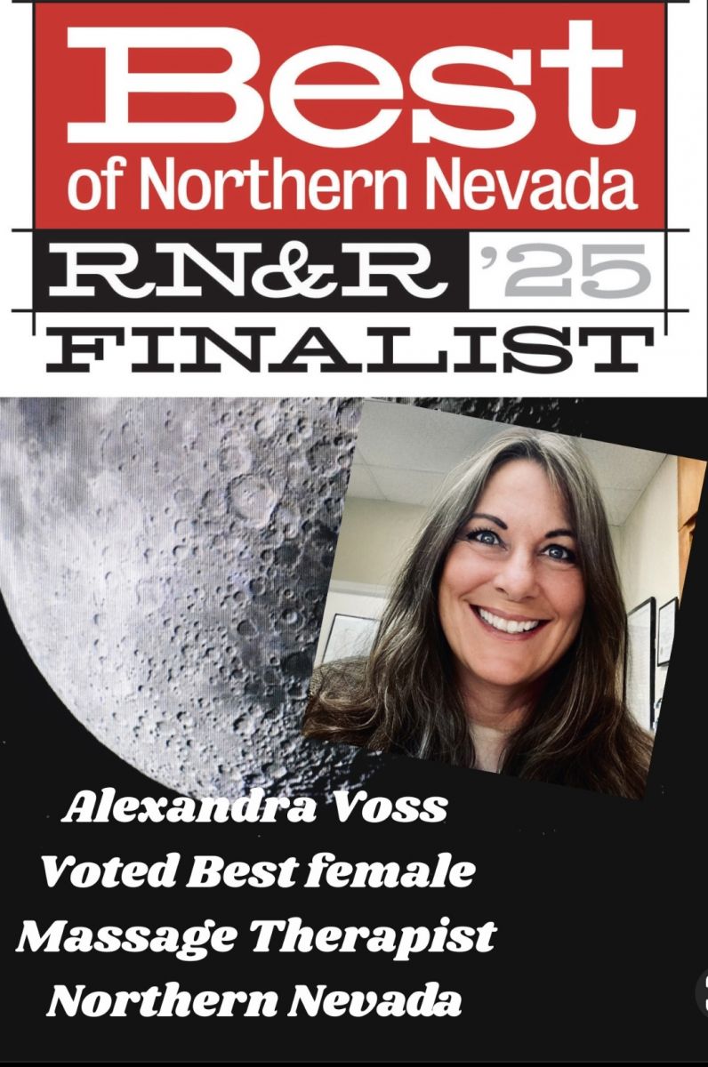 Voted Best Female Massage Therapist in Northern NV by readers of Reno News And Review Journal